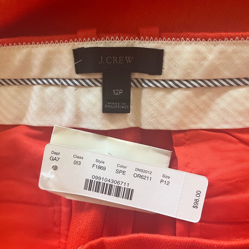 NWT J Crew linen wide leg cropped linen pant 12P